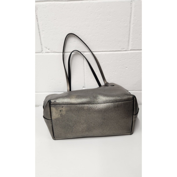 Coach Market Large Gunmetal/Silver/Black Polished Pebble Leather Tote Bag Used - Picture 11 of 14